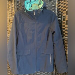 Lole Navy/Turquoise Waterproof Active Jacket with Hood